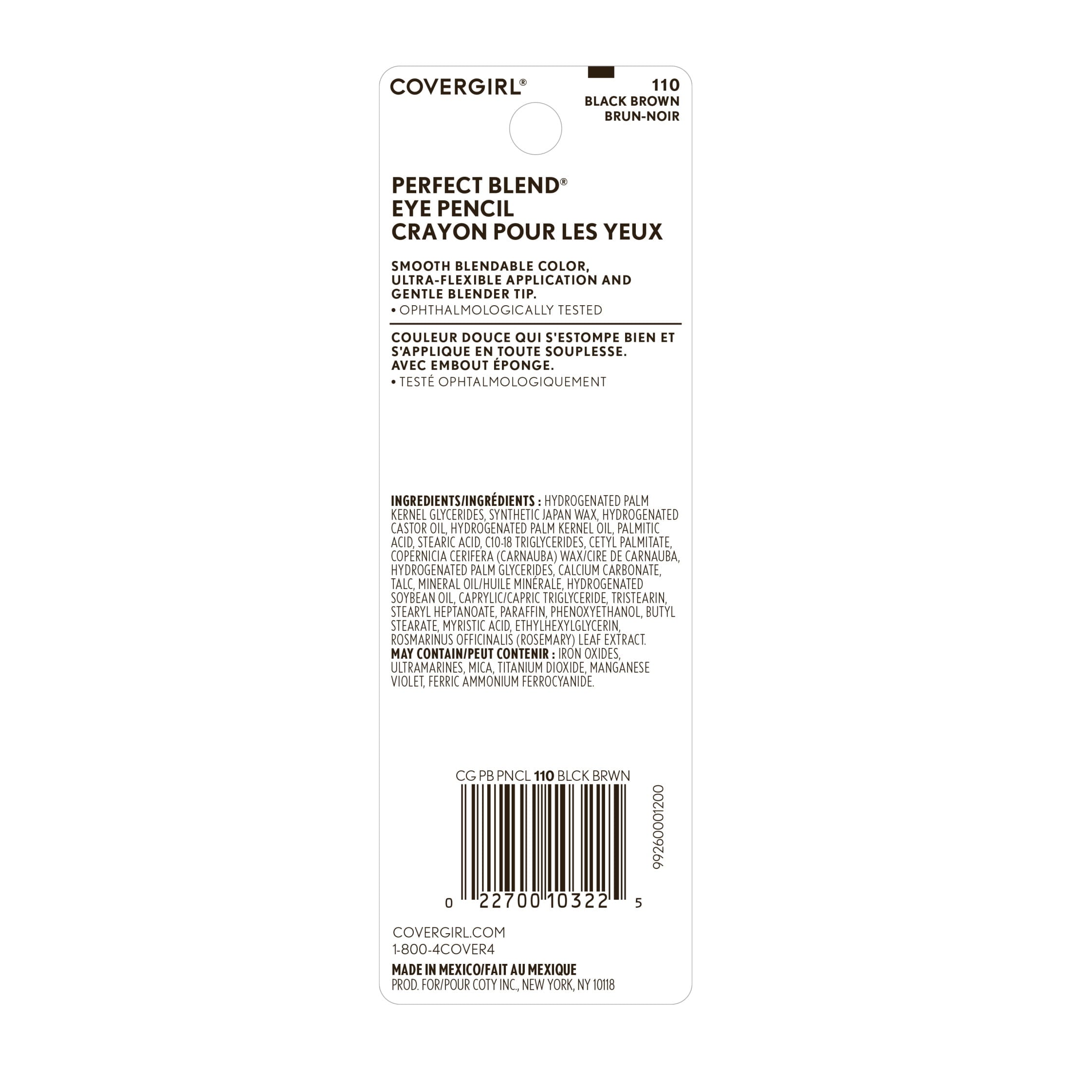 (4 pack) COVERGIRL Perfect Blend Eyeliner Pencil, 110 Black Brown, 0.03 oz