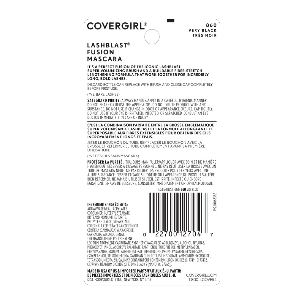 (2 pack) COVERGIRL Lash Blast Fusion Mascara, 860 Very Black, 0.44 oz