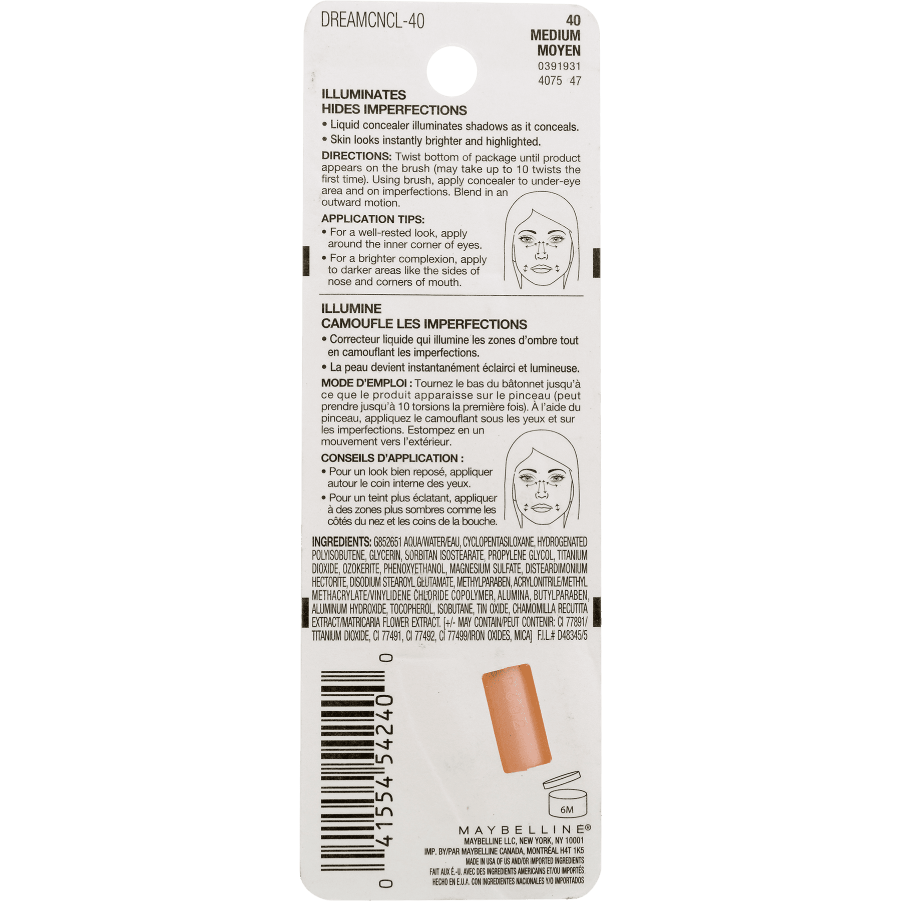 Maybelline New York Dream Lumi Highlighting Concealer, Medium, 0.05 Fl Oz