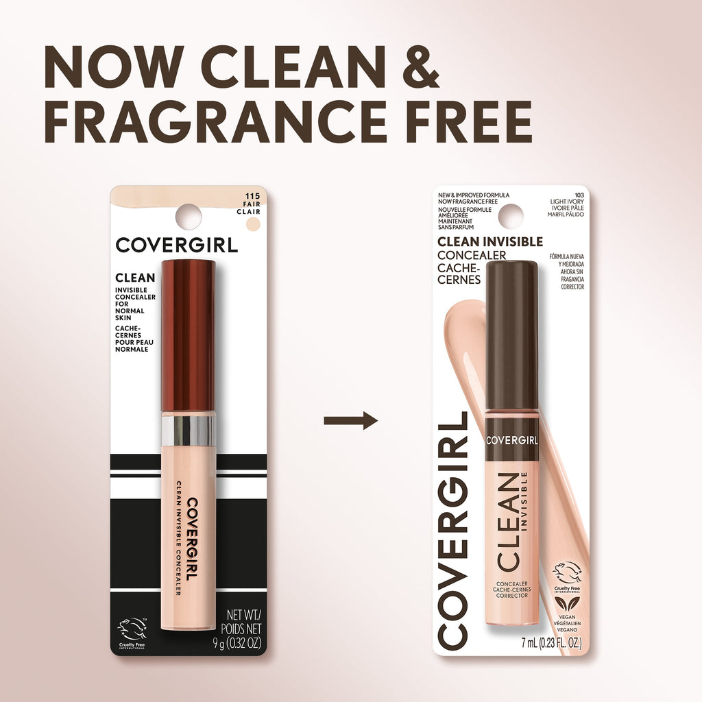 COVERGIRL Clean Invisible Liquid Concealer, 103 Light Ivory, 0.23 fl oz