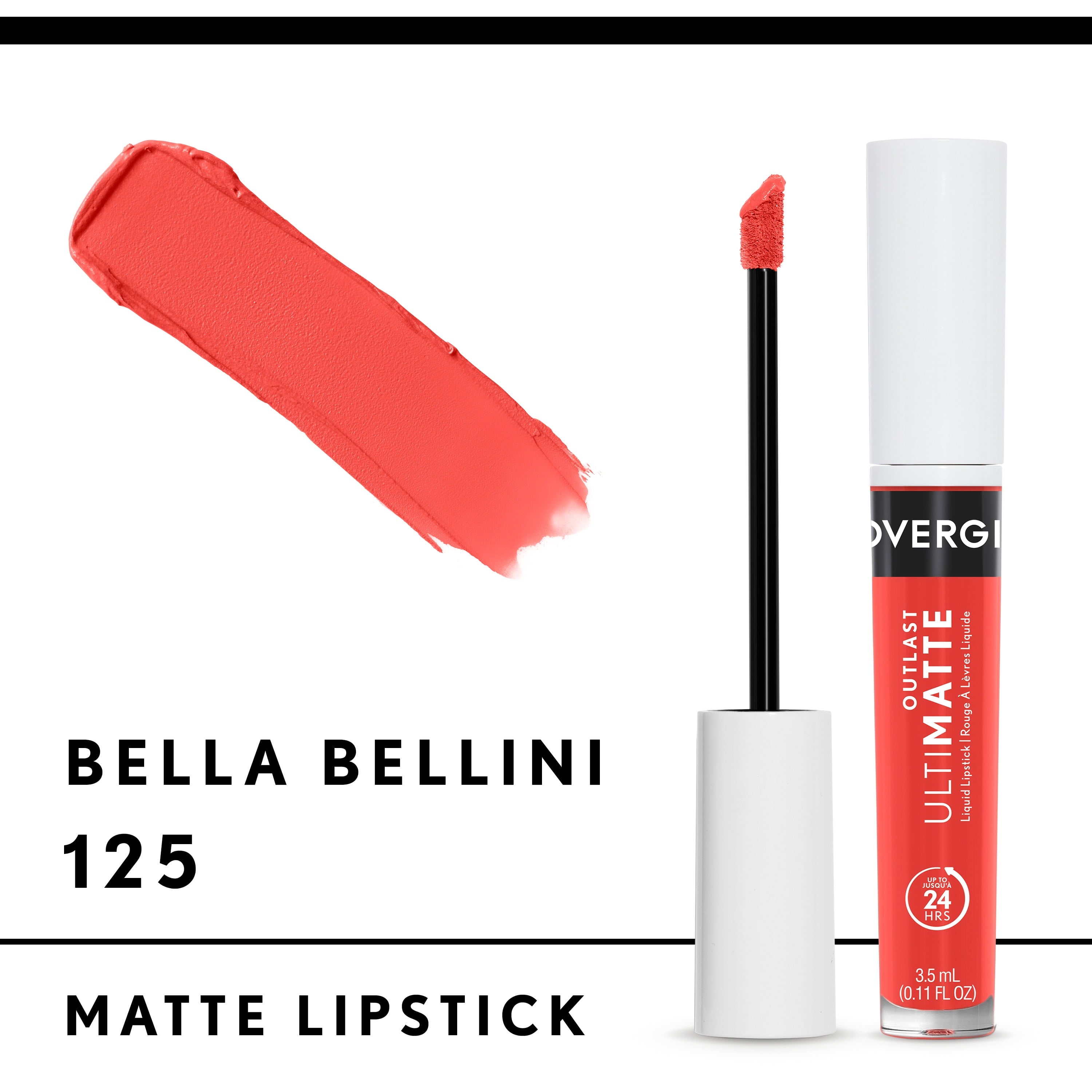COVERGIRL Outlast UltiMatte One Step Liquid Lip Color, Bella Bellini, 0.12 oz, Lipstick, Lip Gloss, Matte Lipstick, Transfer Resistant, Moisturizing, Vegan