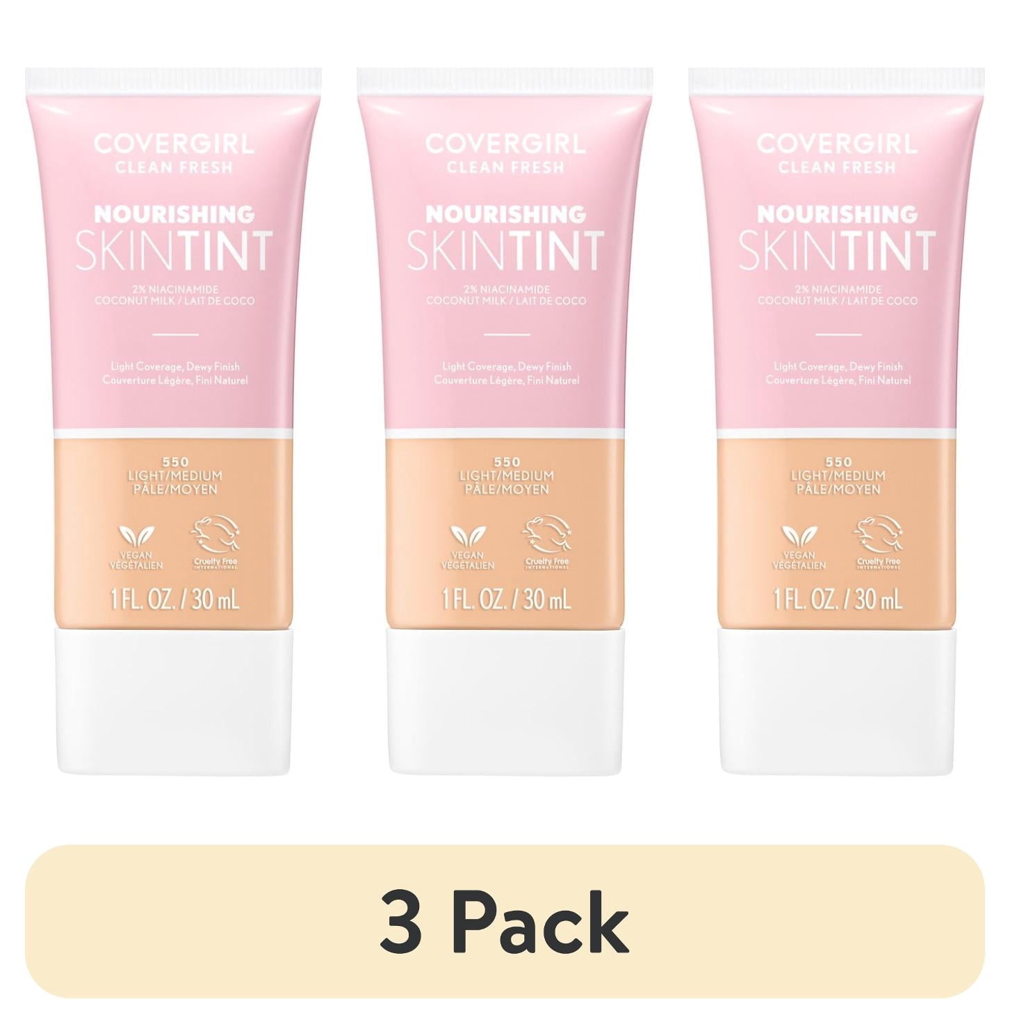(3 pack) COVERGIRL Clean Fresh Nourishing Skin Tint, Dewy Finish, Light/Medium, 1 fl oz (Packaging May Vary)