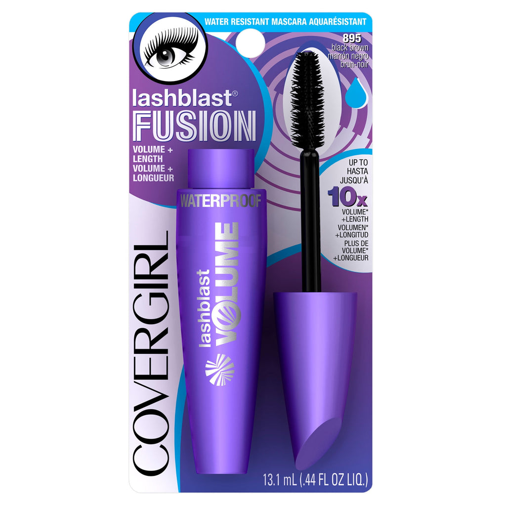 COVERGIRL Lash Blast Fusion Waterproof Mascara, 895 Black Brown, 0.44 oz, Volume Mascara