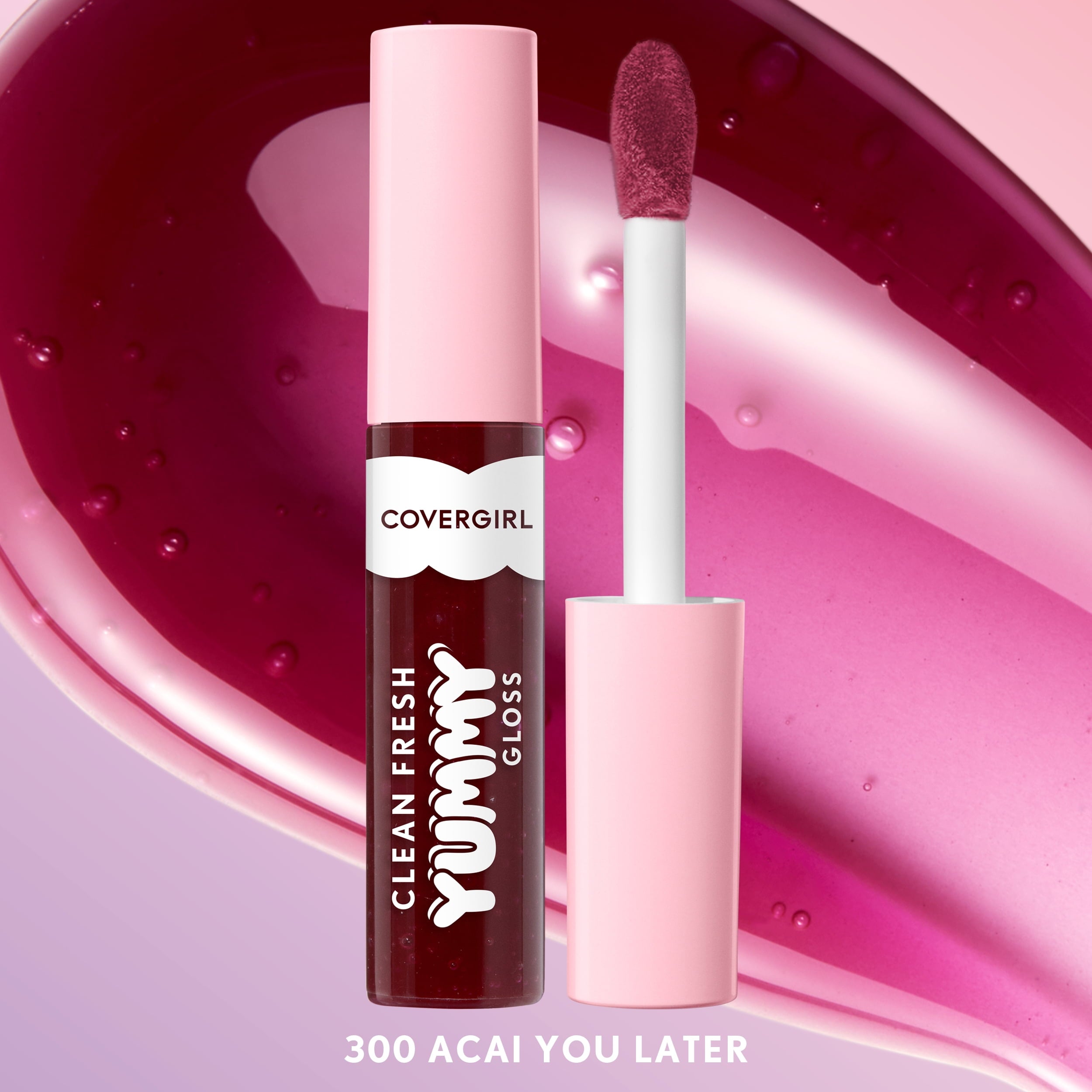 (2 pack) COVERGIRL Clean Fresh Yummy Lip Gloss, 300 Acai You Later, 0.33 fl oz