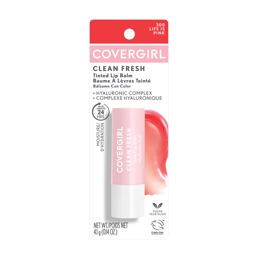 COVERGIRL Clean Fresh Lip Balm, 300 Life Is Pink, 0.14 oz