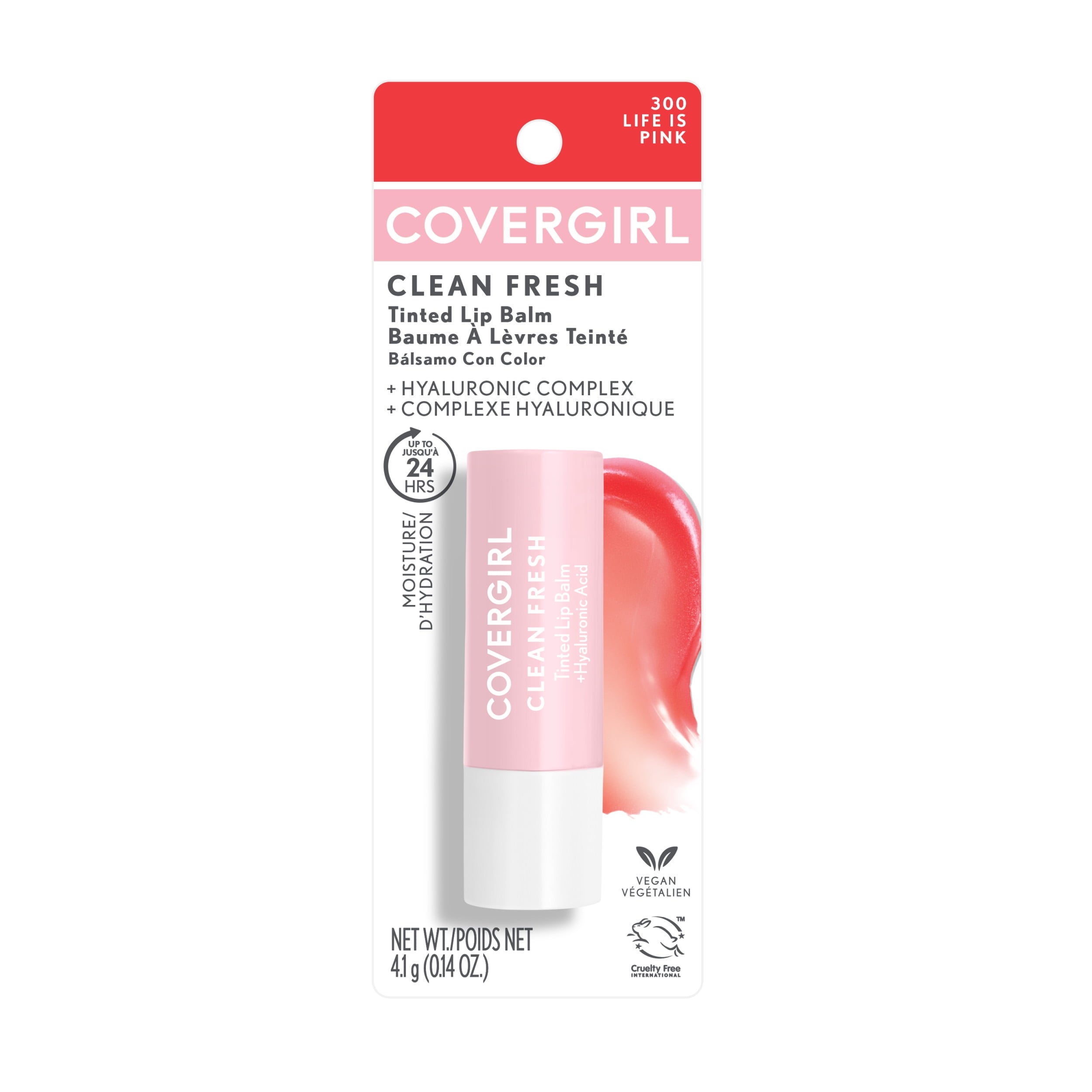 COVERGIRL Clean Fresh Lip Balm, 300 Life Is Pink, 0.14 oz