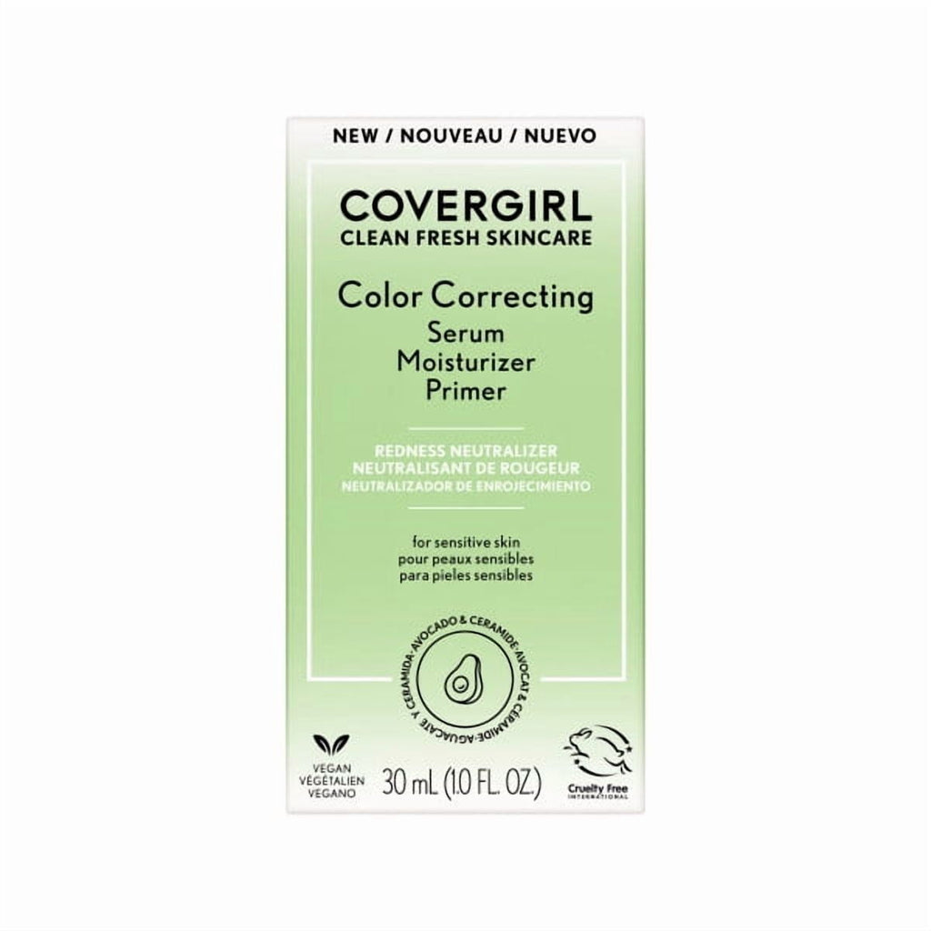 COVERGIRL Clean Fresh Color Correcting Primer + Serum, Redness Neutralizer, Fair 1.0 fl oz