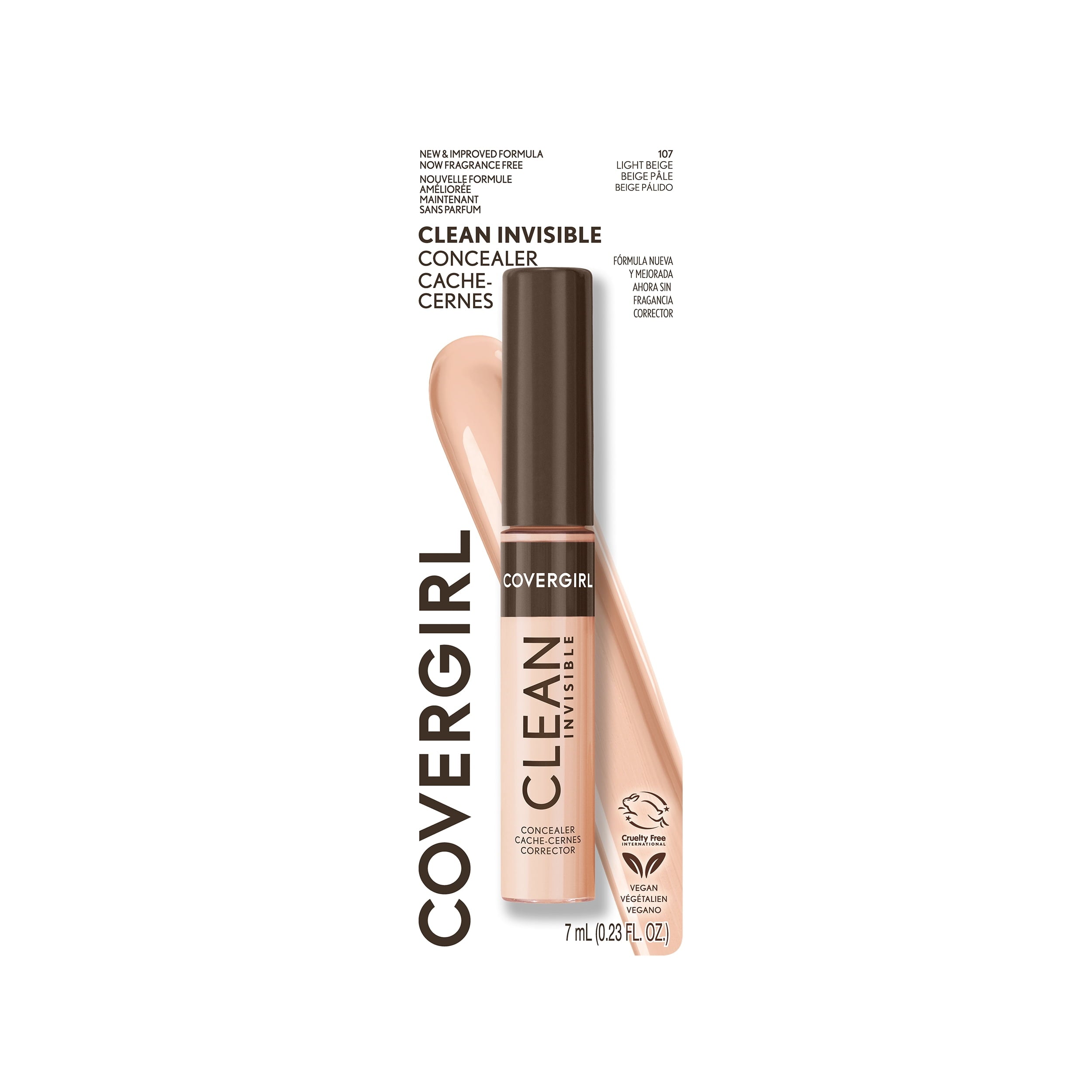 COVERGIRL Clean Invisible Concealer, 107 Light Beige, 0.23 fl oz