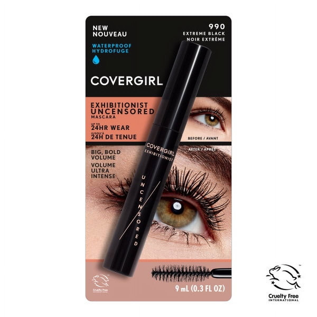 COVERGIRL Exhibitionist Uncensored Waterproof Mascara, Extreme Black, 0.3 oz