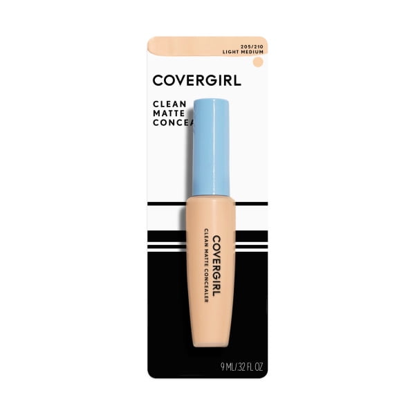 COVERGIRL Clean Matte Concealer, 210 Light/Medium, 0.32 oz, Concealer Makeup, Concealer for Dark Circles, Full Coverage Concealer, Skin-Brightening Pigments, Lightweight