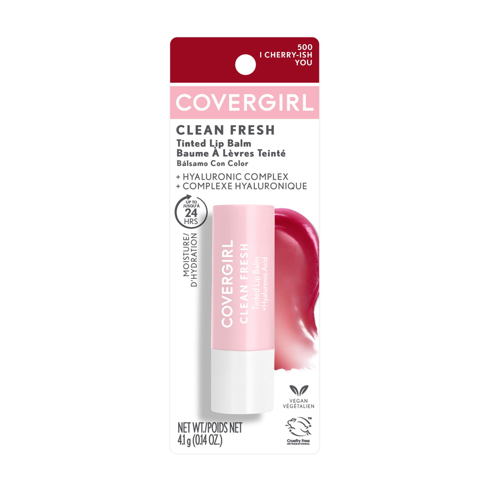 COVERGIRL Clean Fresh Tinted Lip Balm, 500 I Cherry-ish You, 0.14 oz