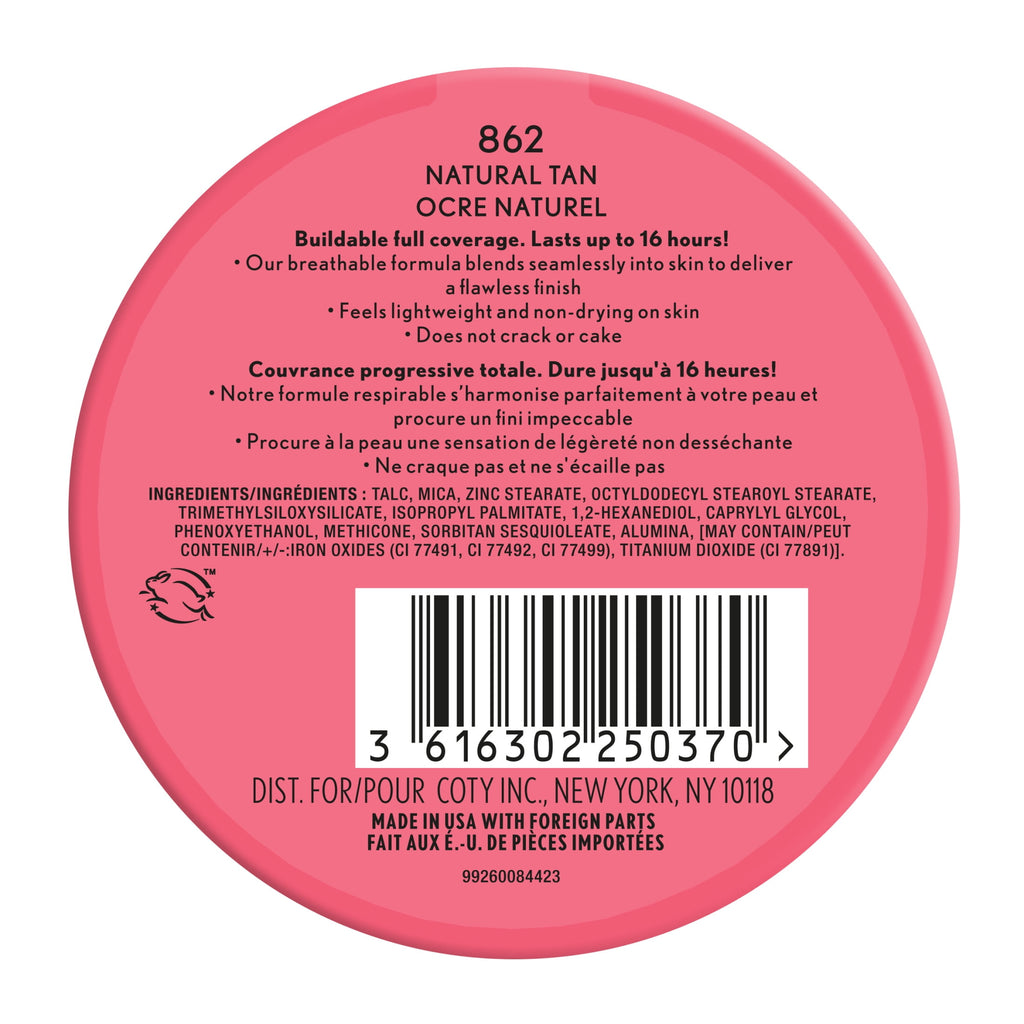 COVERGIRL Outlast Extreme Wear Pressed Powder, 862 Natural Tan, 0.38 oz, Full Coverage