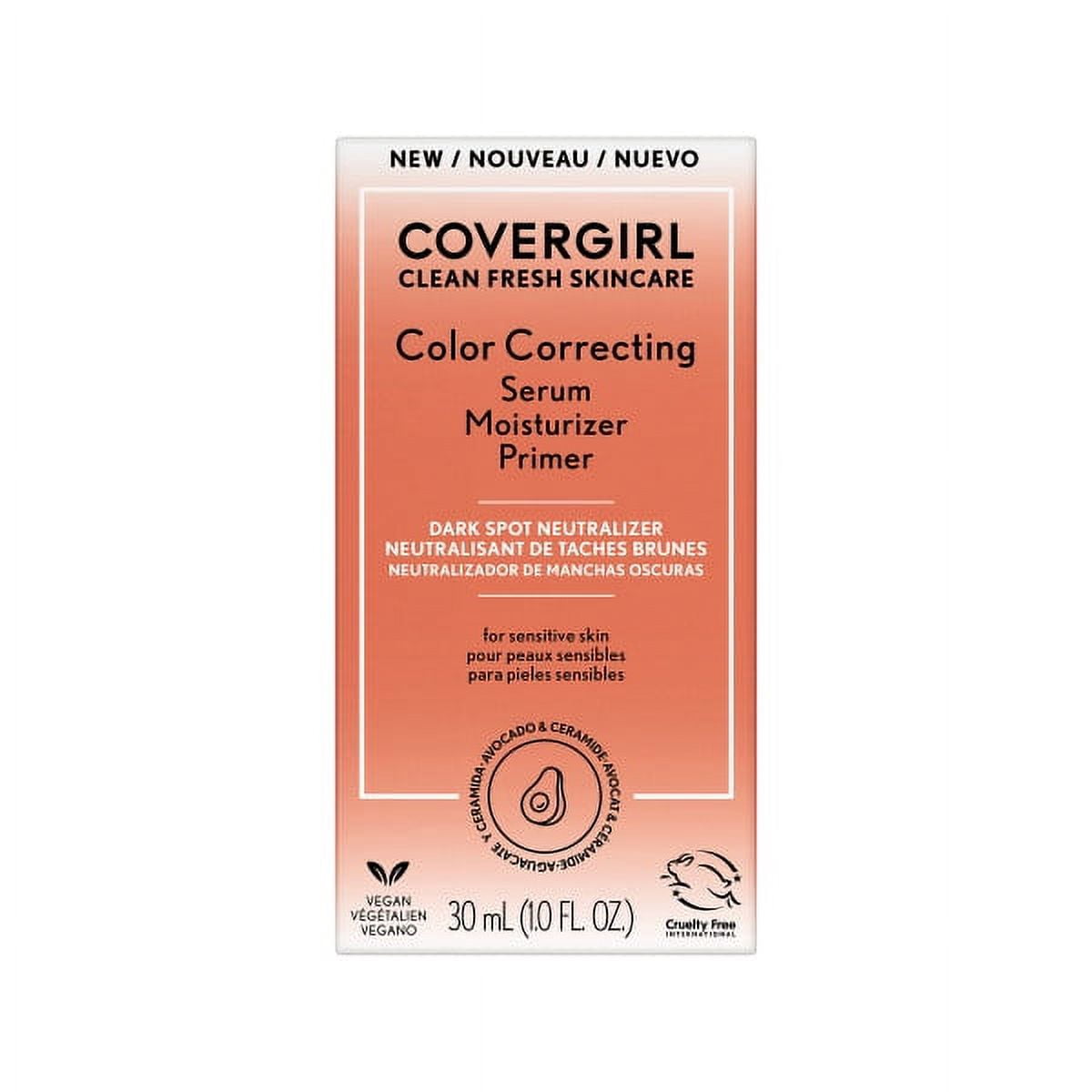 COVERGIRL Clean Fresh Primer, Color Correcting Serum and Moisturizer, Dark Spot Neutralizer, Deep 1.0 fl oz