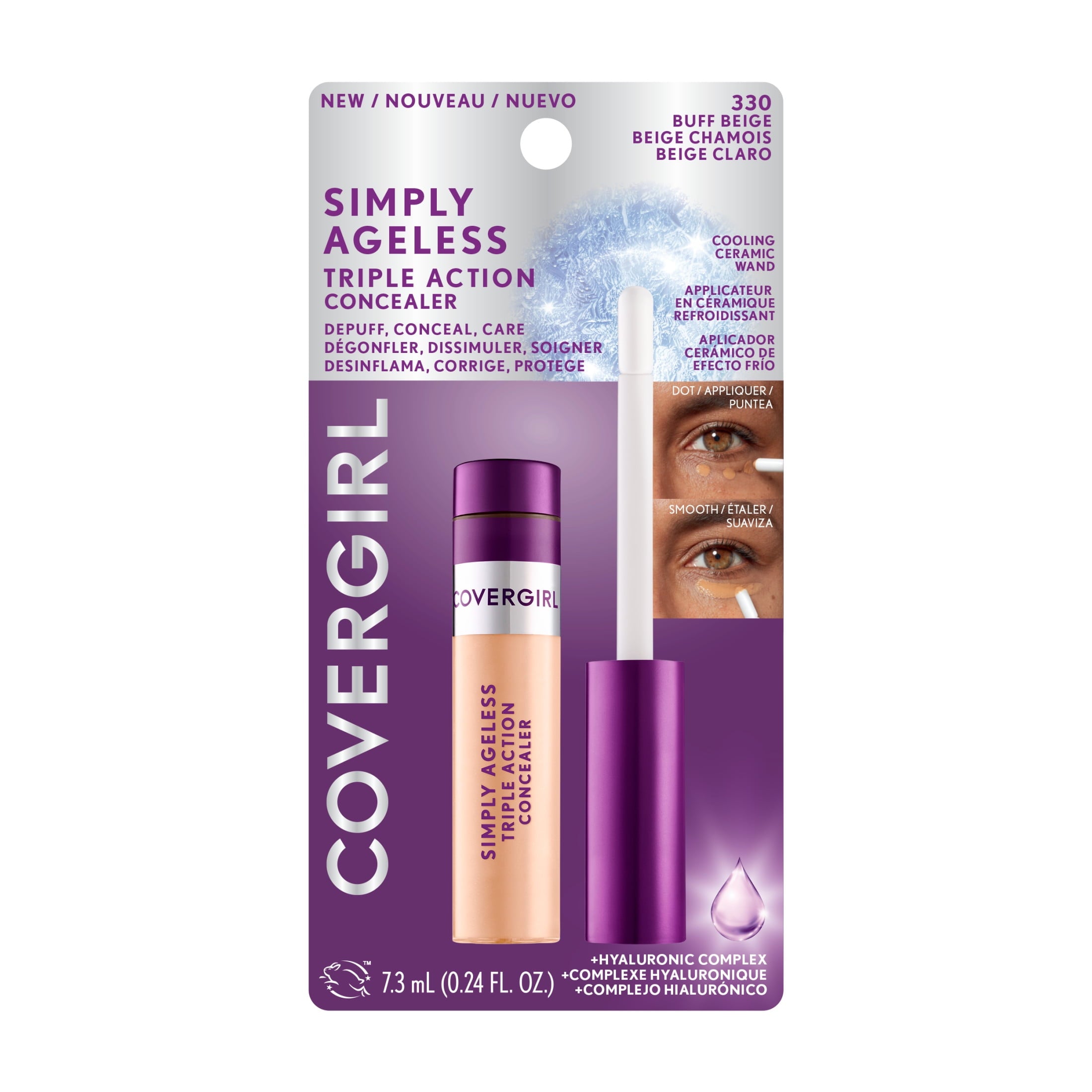 COVERGIRL Simply Ageless Triple Action Concealer, 330 Buff Beige, 0.24 fl oz
