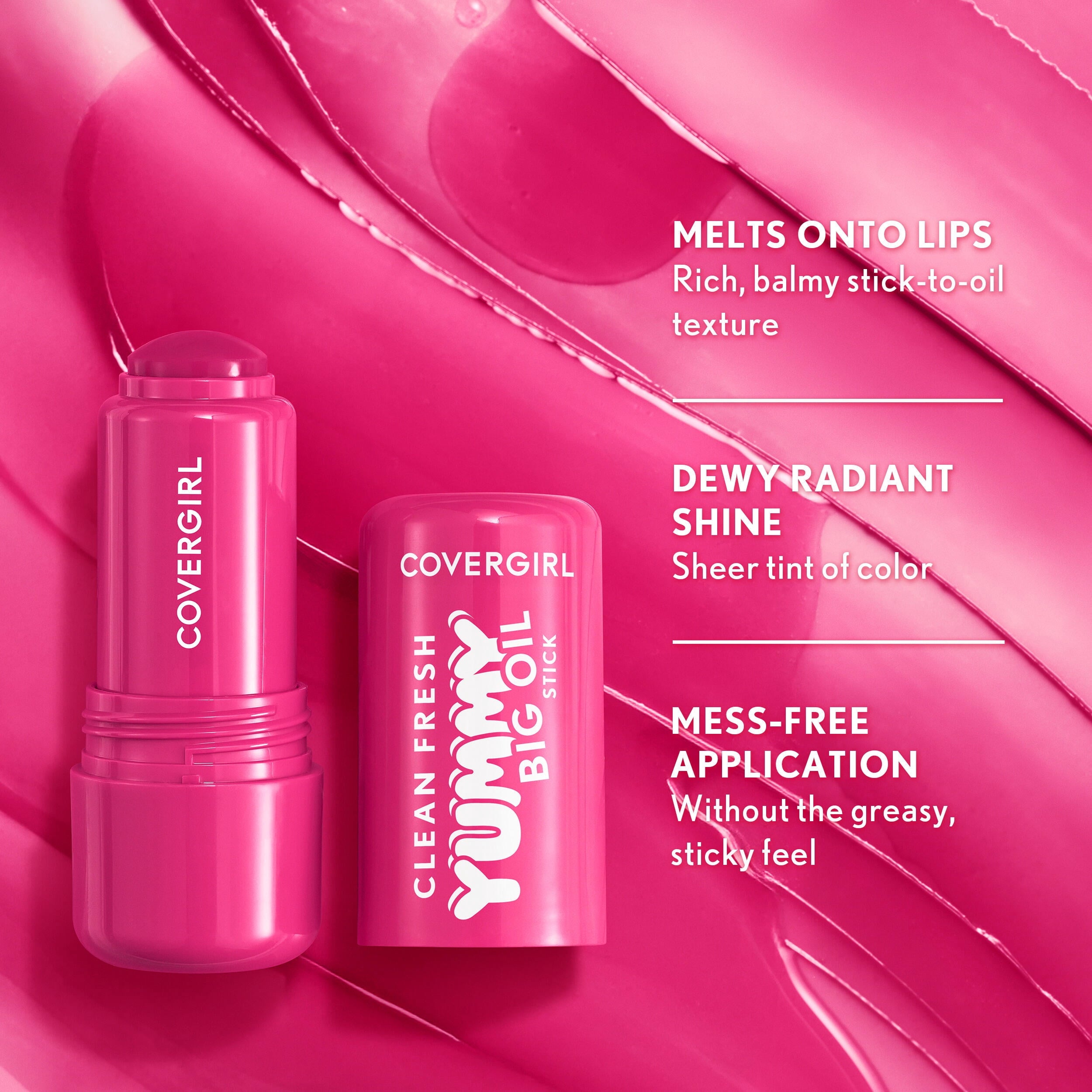 COVERGIRL Clean Fresh Yummy Big Oil Stick - 140 My Strawbooty, 0.28 OZ./ 8g