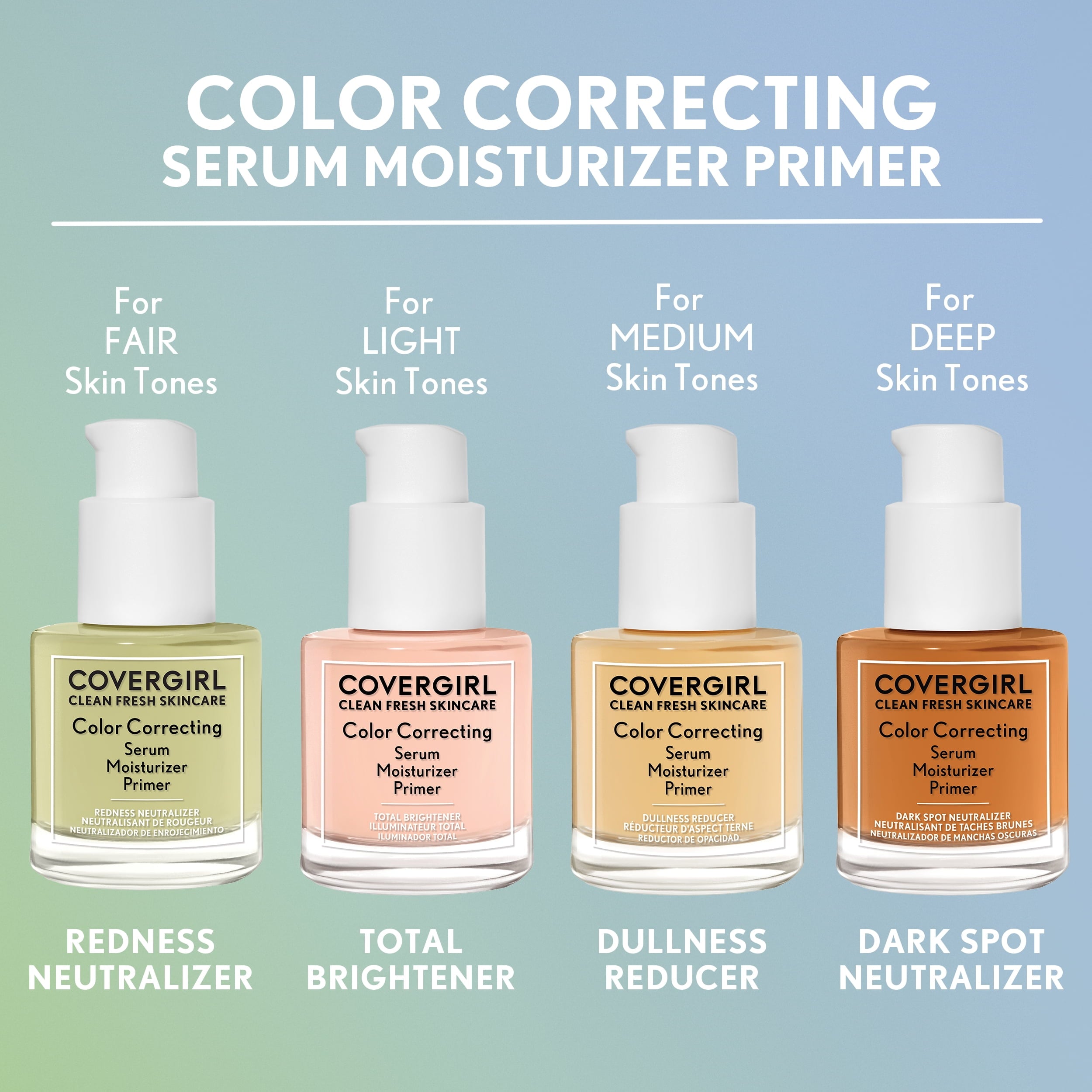 COVERGIRL Clean Fresh Color Correcting Primer + Serum, Redness Neutralizer, Fair 1.0 fl oz