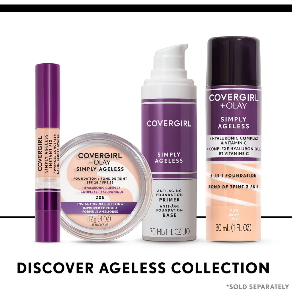 COVERGIRL + OLAY Simply Ageless Instant Wrinkle-Defying Foundation with SPF 28, Ivory, 0.44 oz