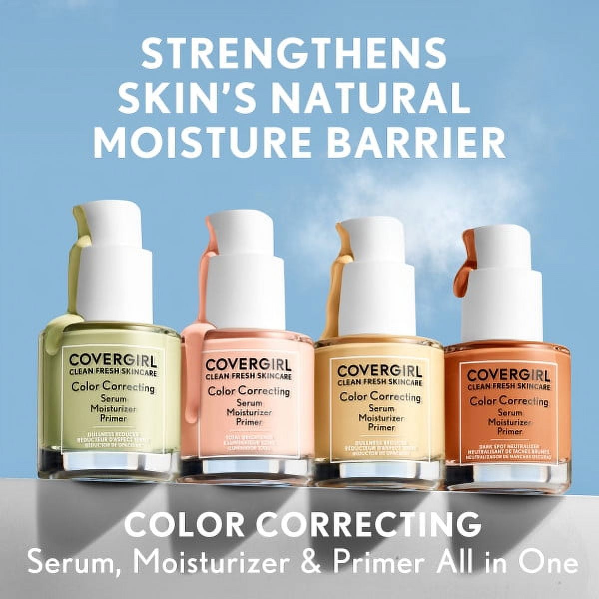 COVERGIRL Clean Fresh Primer, Color Correcting Serum and Moisturizer, Dullness Reducer, Medium 1.0 fl oz