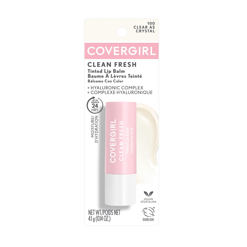 (2 pack) COVERGIRL Clean Fresh Tinted Lip Balm, 100 Clear As Crystal, 0.14 oz