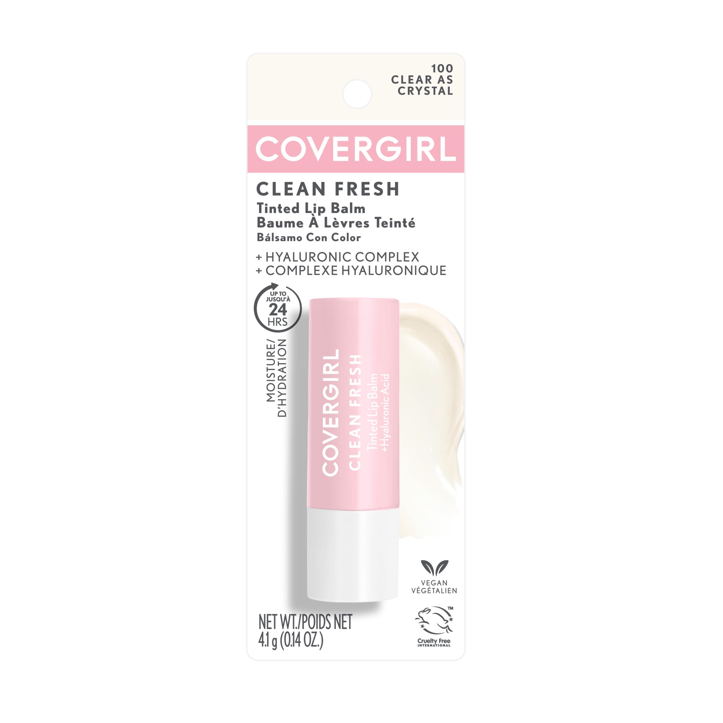 (2 pack) COVERGIRL Clean Fresh Tinted Lip Balm, 100 Clear As Crystal, 0.14 oz