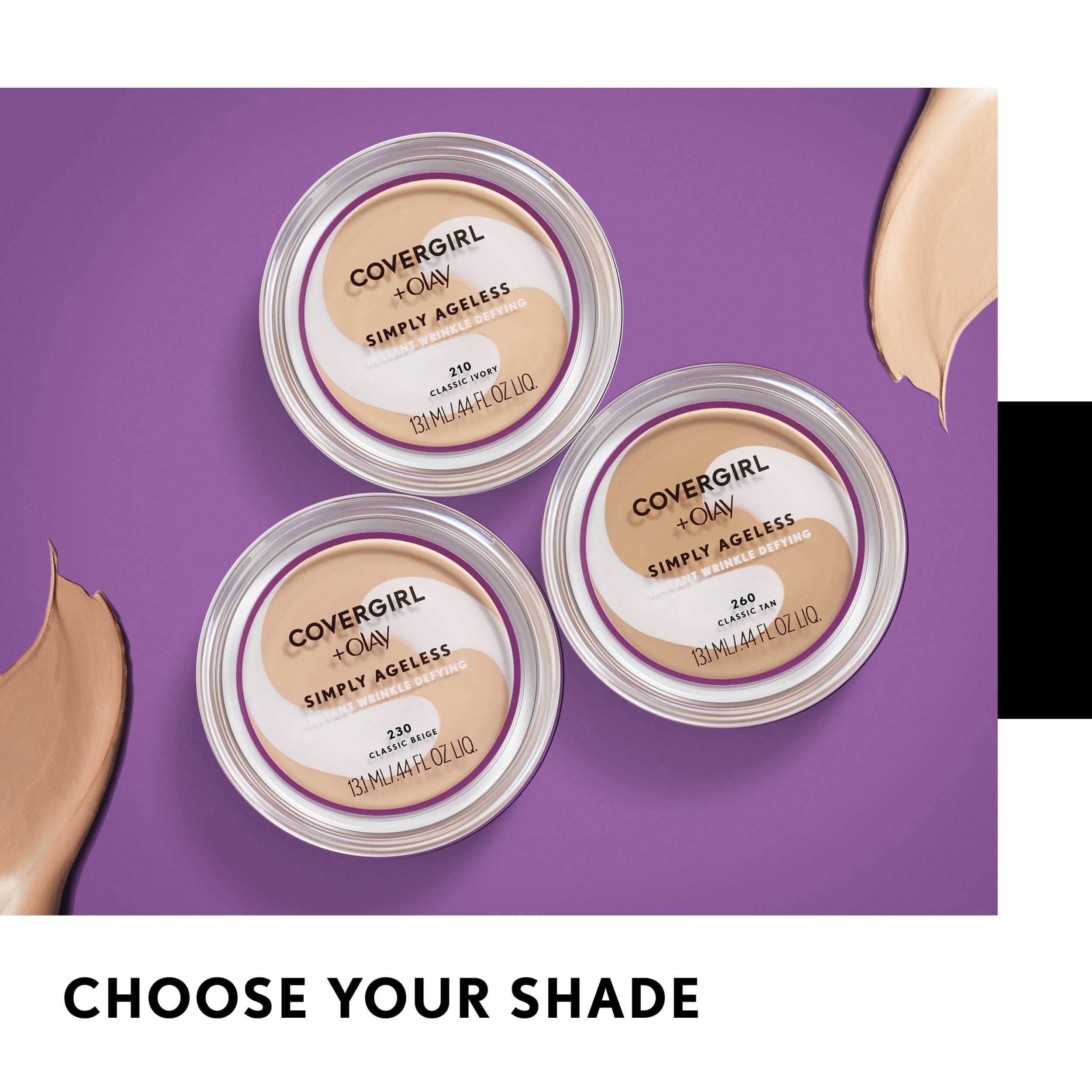 COVERGIRL + OLAY Simply Ageless Instant Wrinkle-Defying Foundation with SPF 28, Ivory, 0.44 oz