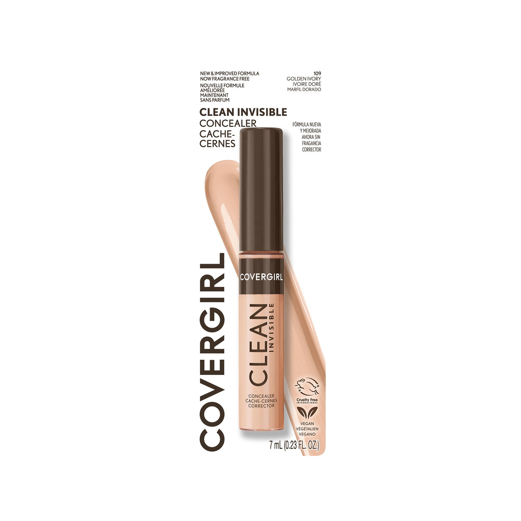 COVERGIRL Clean Invisible Liquid Concealer, 109 Golden Ivory, 0.23 fl oz