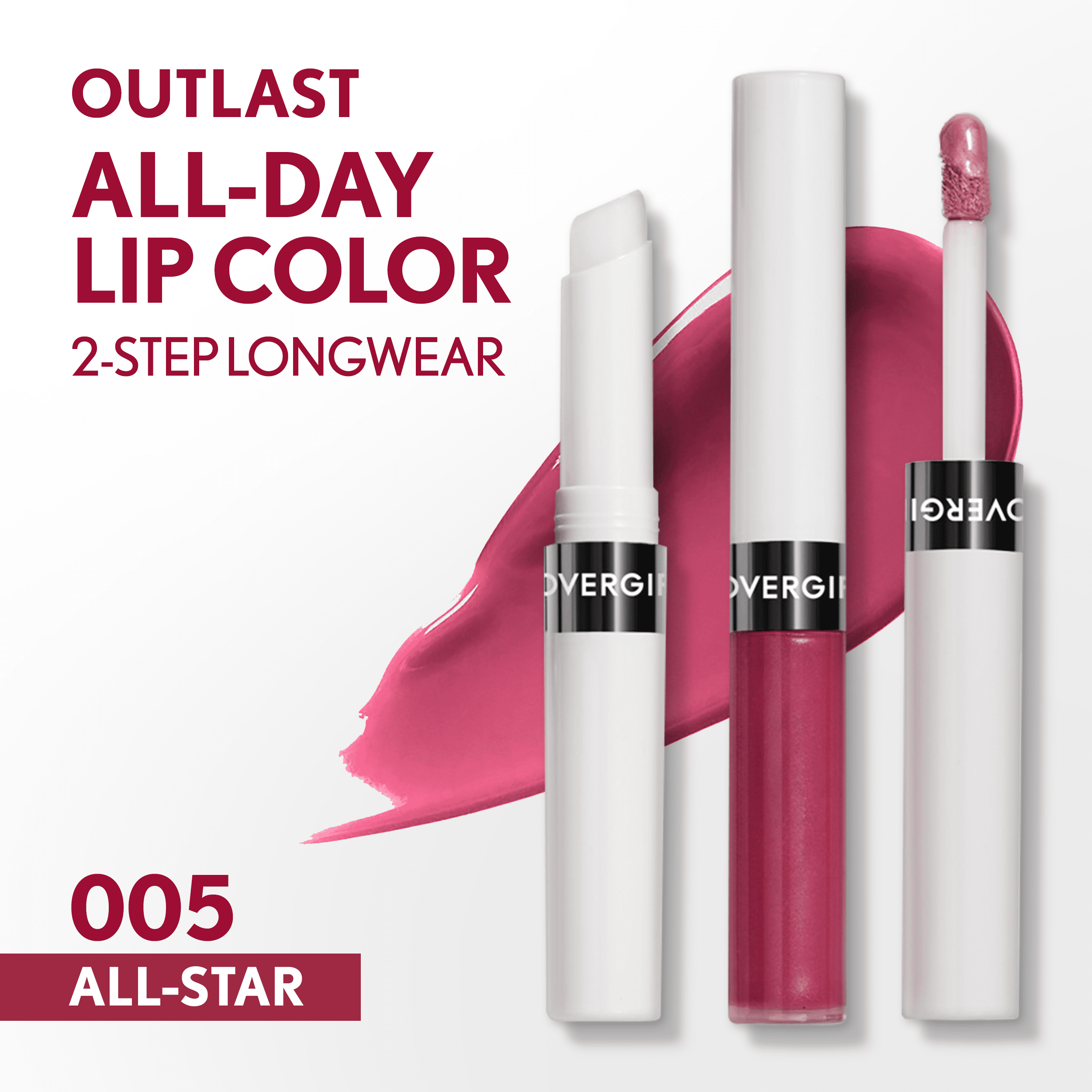 COVERGIRL Outlast All Day Lip Color with Top Coat, All-Star 005, 0.06 oz / 0.07 fl oz