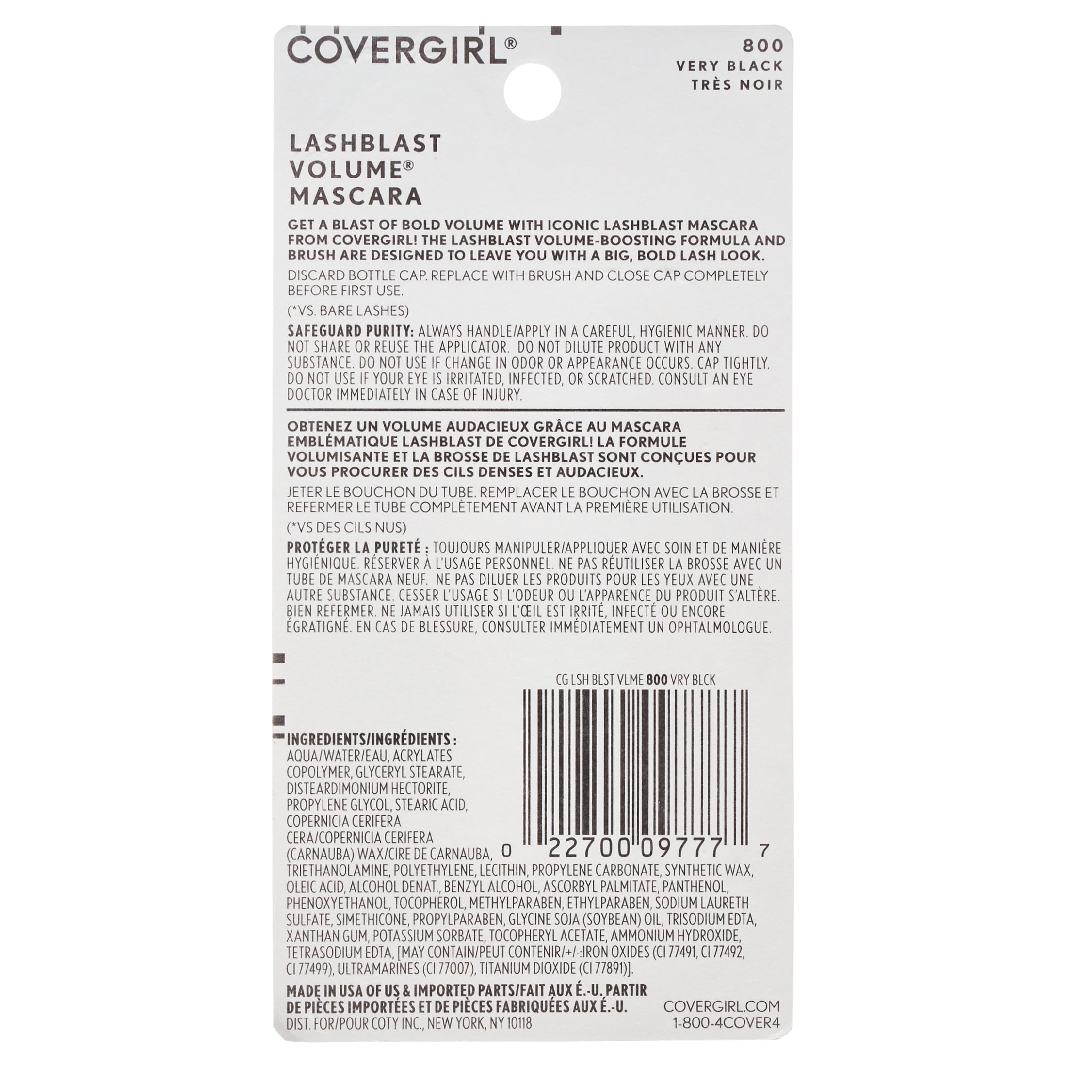 Covergirl Lash Blast Volume Mascara, 800 Very Black, 0.44 oz