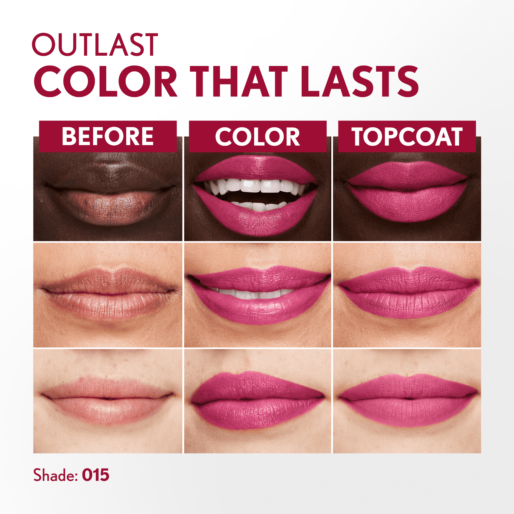 COVERGIRL Outlast All Day Lip Color with Top Coat, Epic 015, 0.06 oz / 0.07 fl oz