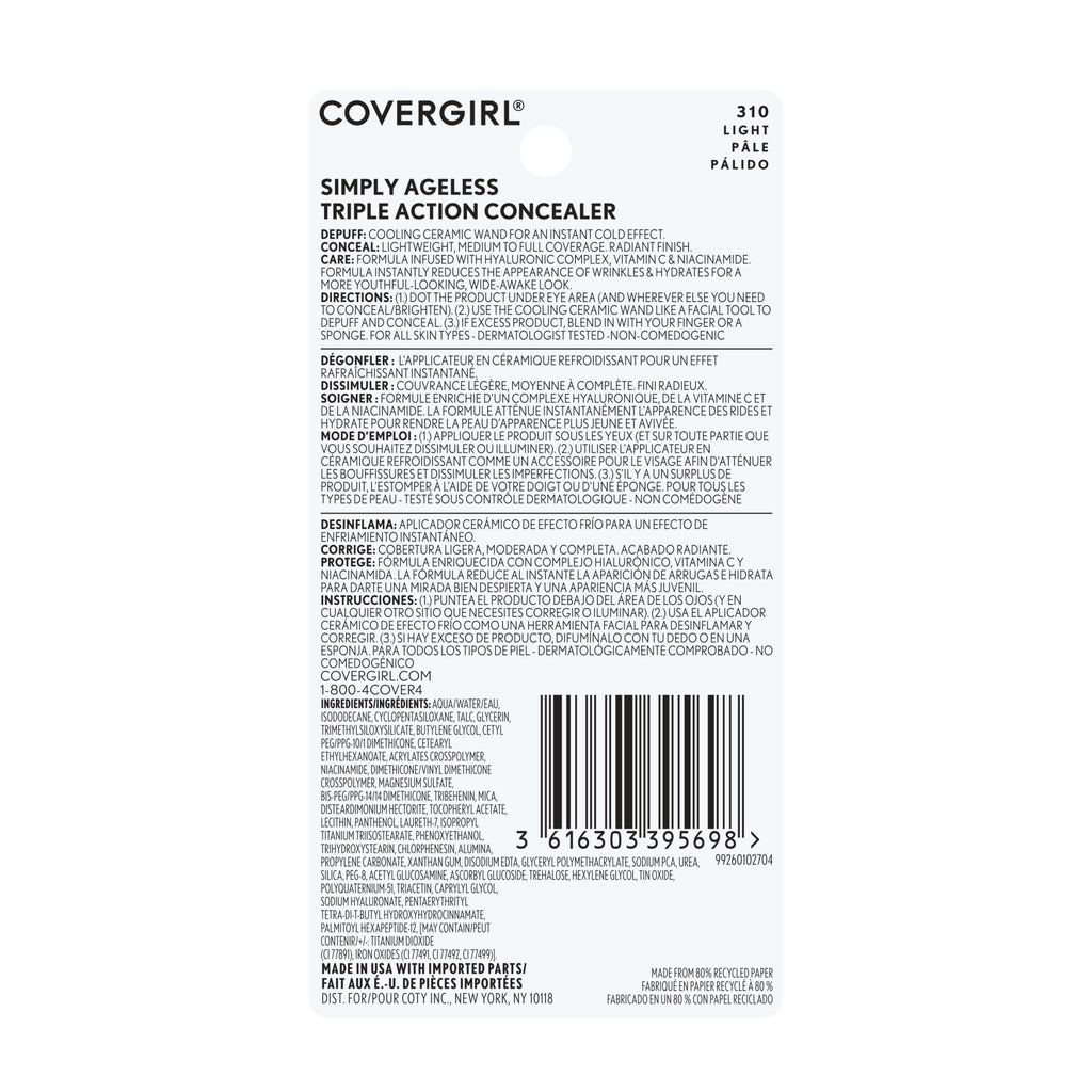 COVERGIRL Simply Ageless Triple Action Concealer, 310 Light, 0.24 fl oz