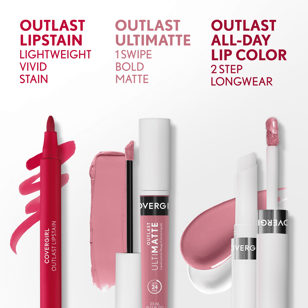 COVERGIRL Outlast All Day Lip Color with Top Coat, Sugey Girl 010, 0.06 oz / 0.07 fl oz