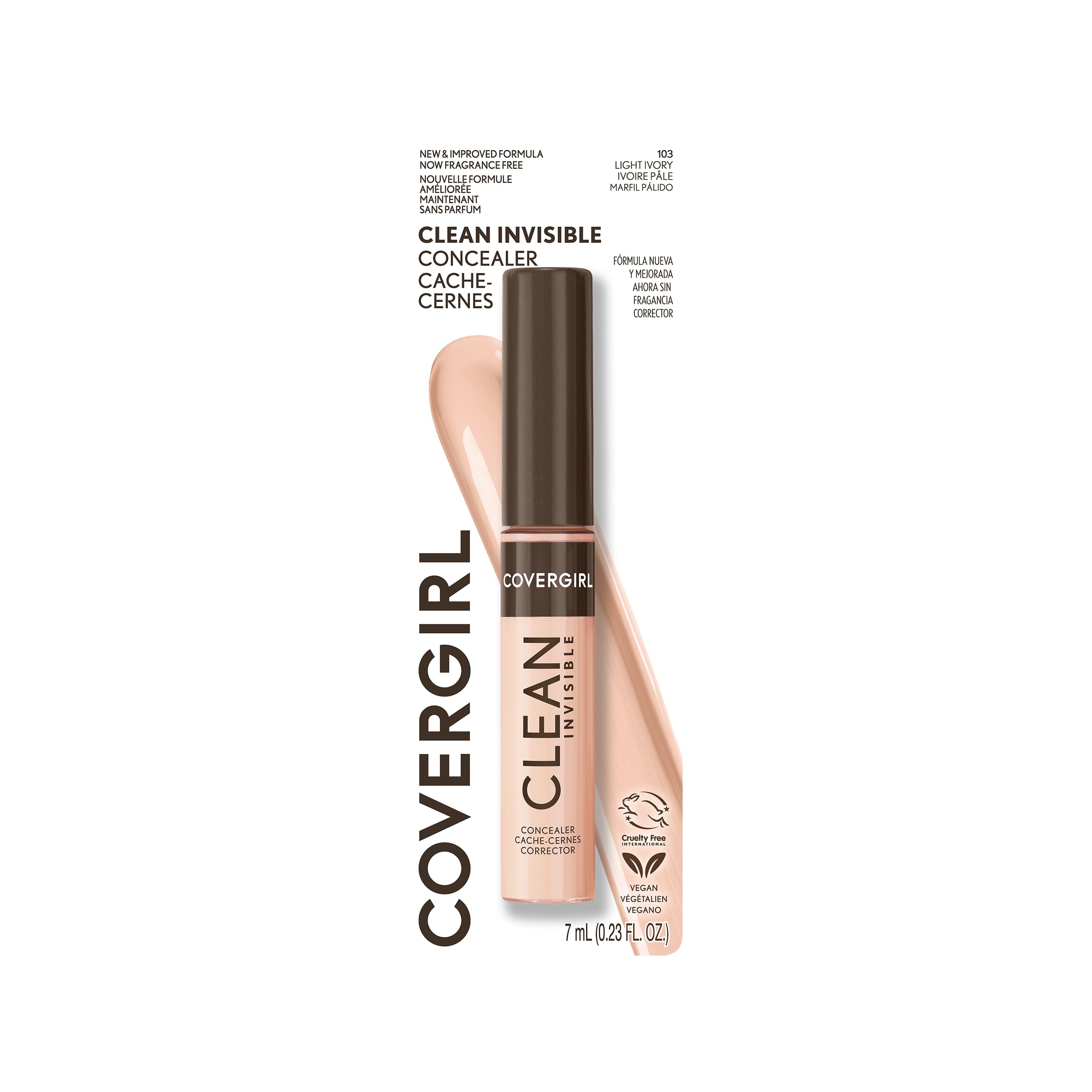 COVERGIRL Clean Invisible Liquid Concealer, 103 Light Ivory, 0.23 fl oz