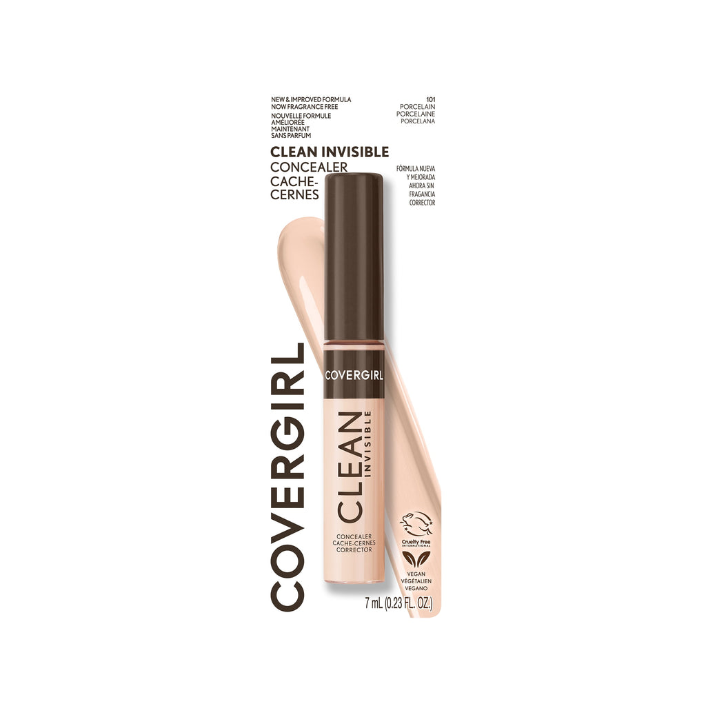 COVERGIRL Clean Invisible Liquid Concealer, 101 Porcelain, 0.23 fl oz