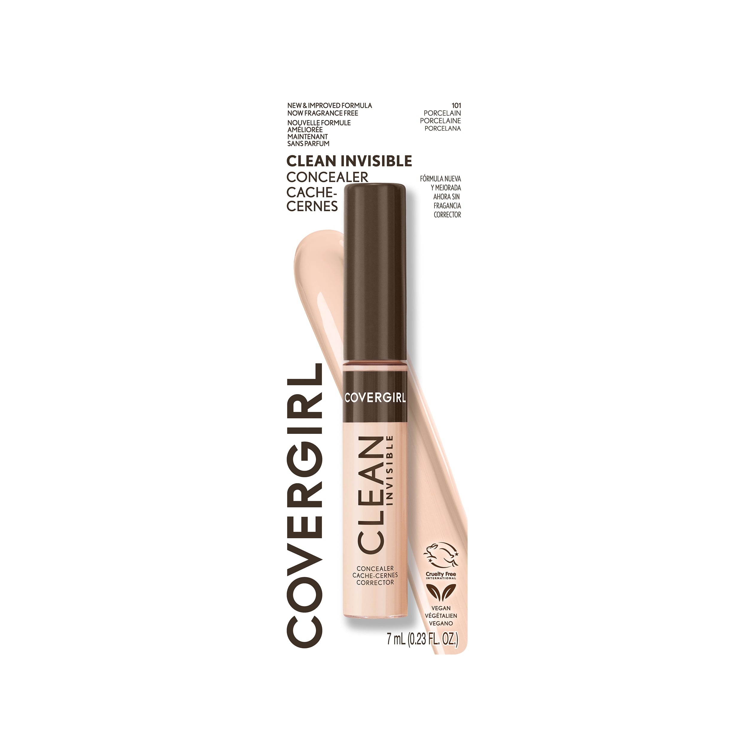 COVERGIRL Clean Invisible Liquid Concealer, 101 Porcelain, 0.23 fl oz