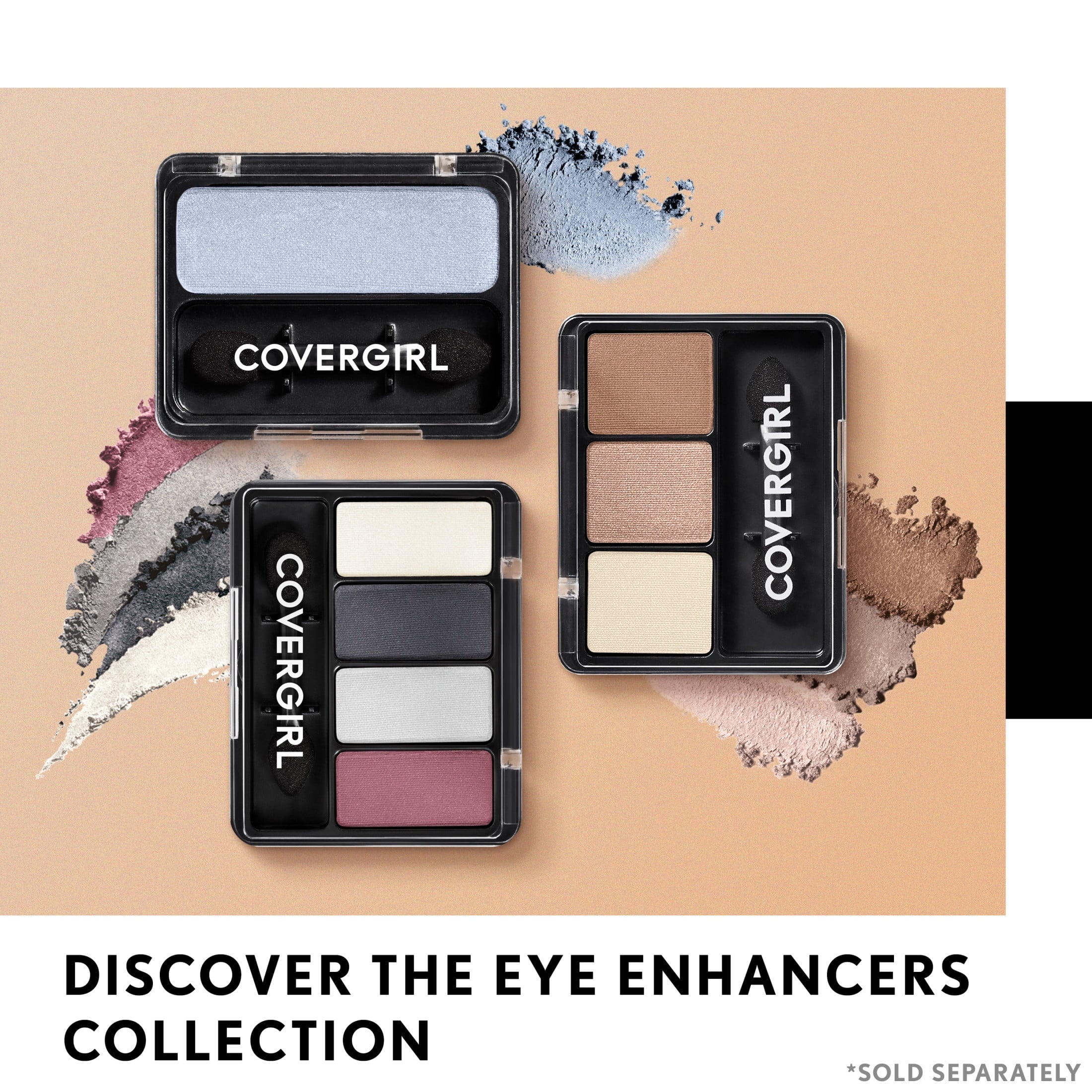 COVERGIRL Eye Enhancers 4-Kit Eyeshadow, 202 Al Fresco, 0.19 oz, Eyeshadow Palette, Nude Eyeshadow Palette, Silky Sheer Formula, Double-Ended Applicator, Cruelty-Free