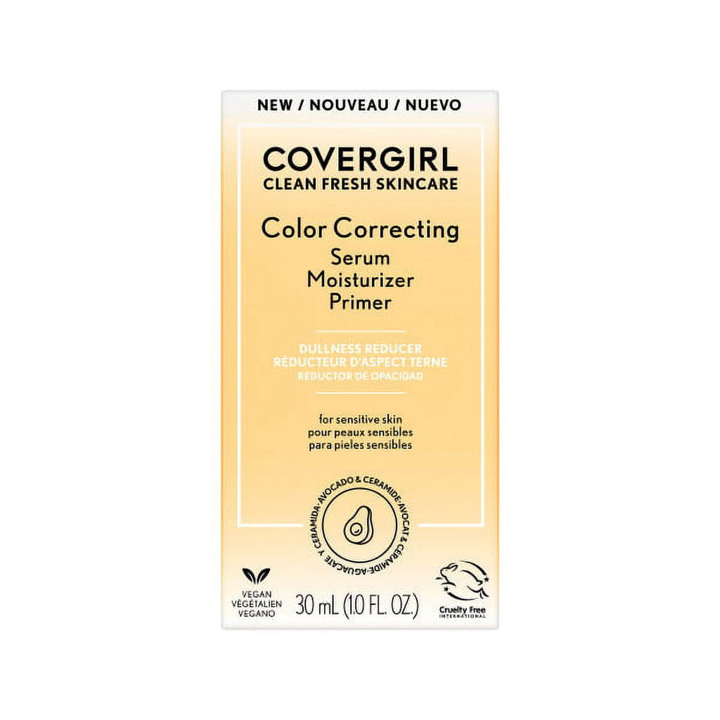 COVERGIRL Clean Fresh Primer, Color Correcting Serum and Moisturizer, Dullness Reducer, Medium 1.0 fl oz