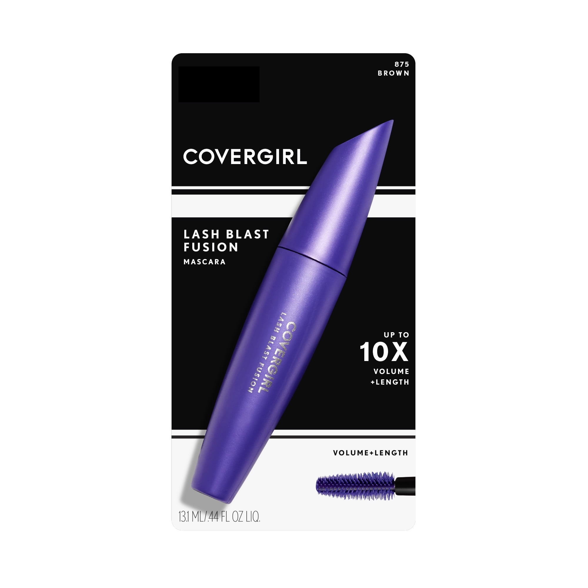 COVERGIRL Lash Blast Fusion Mascara, 875 Brown, 0.44 oz, Mascara for Volume, Volume and Length Mascara, Oversized Brush, FIberstretch Formula, Cruelty Free