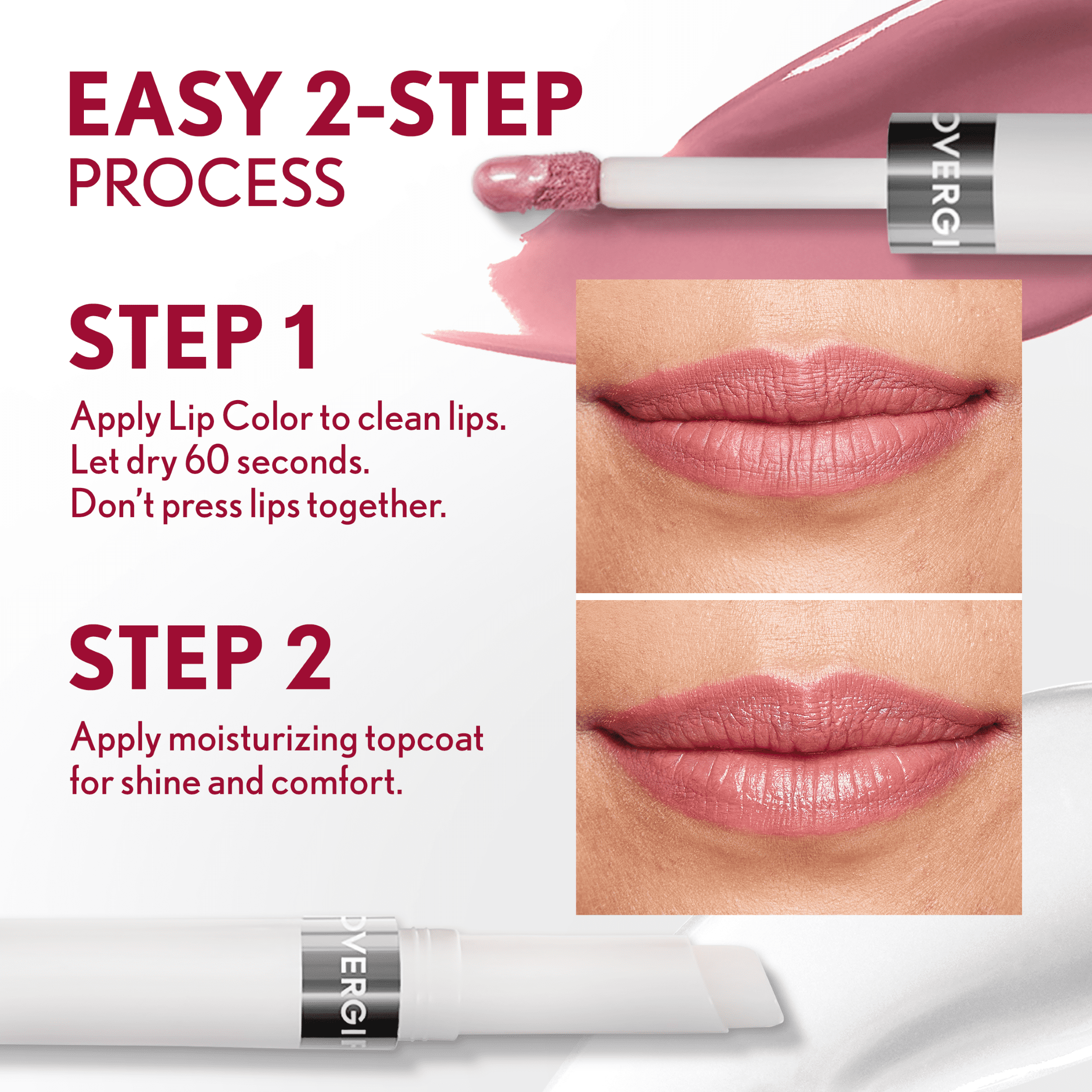 COVERGIRL Outlast All Day Lip Color with Top Coat, Admire 020, 0.06 oz / 0.07 fl oz