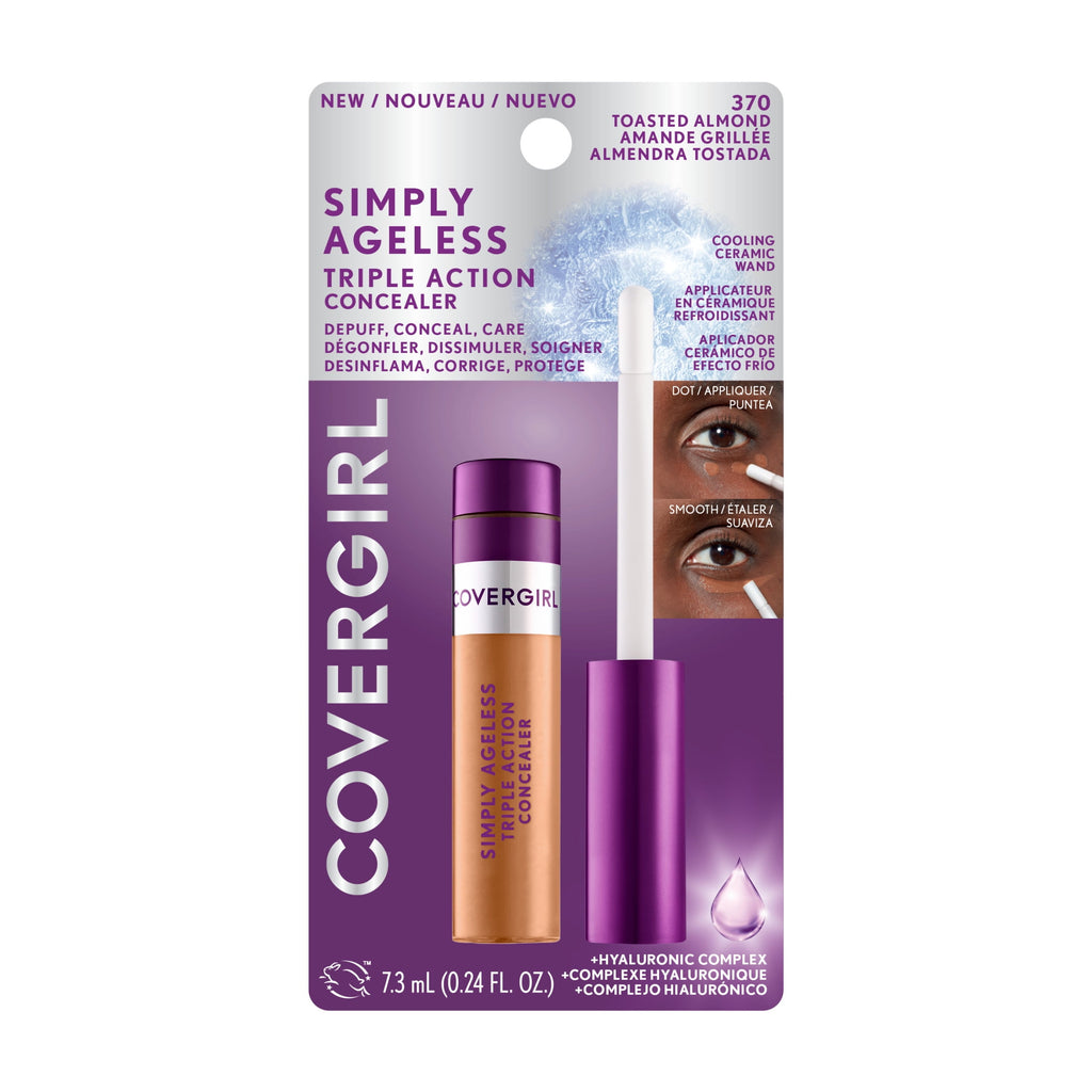 COVERGIRL Simply Ageless Triple Action Concealer, 370 Toasted Almond, 0.24 fl oz