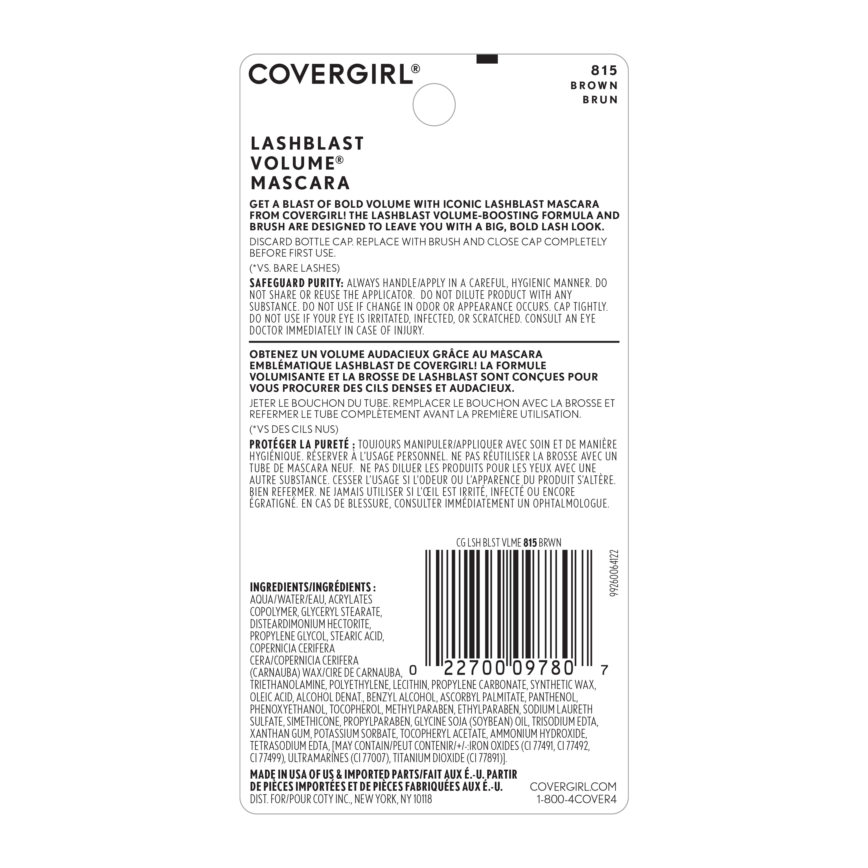 Covergirl Lash Blast Volume Mascara, 815 Brown, 0.44 oz