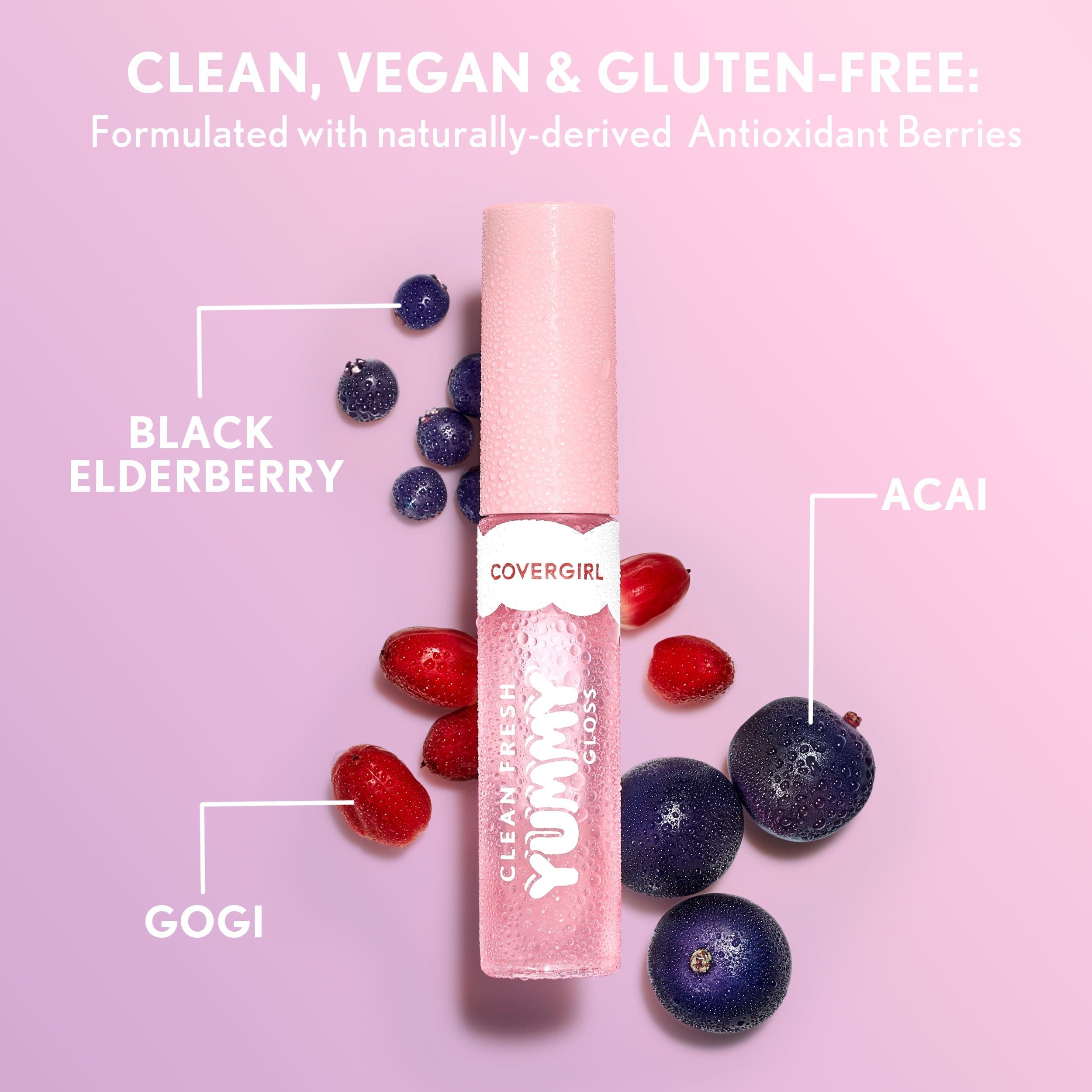(2 pack) COVERGIRL Clean Fresh Yummy Lip Gloss, 300 Acai You Later, 0.33 fl oz