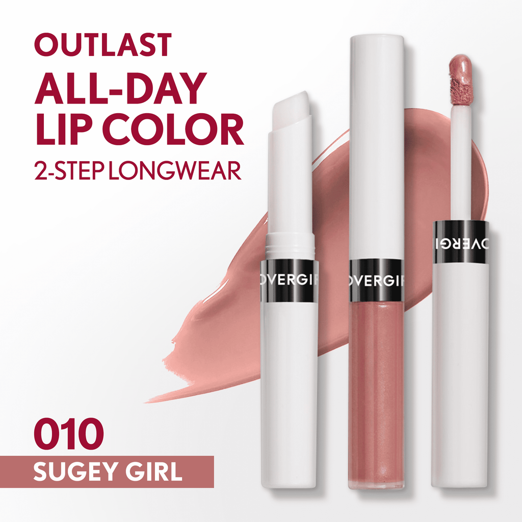 COVERGIRL Outlast All Day Lip Color with Top Coat, Sugey Girl 010, 0.06 oz / 0.07 fl oz